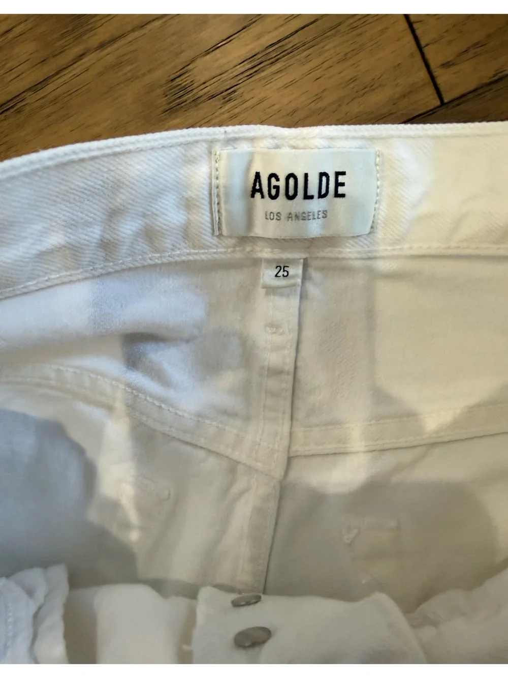 Agolde Parker Long White Denim Shorts - Picture 6 of 6